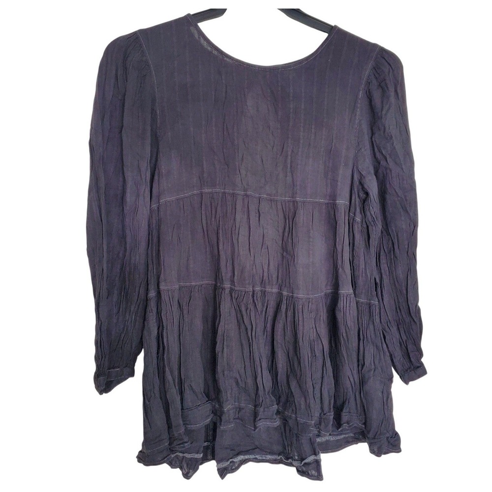 American Eagle Tunic Top Charcoal Tiered Babydoll‎ Open Back Boho Peasant Medium